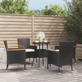 5 Stk. Gartentisch und Stühle und Kissen synthetisches Rattan schwarz von , Gartensets - Ref: Foro24-3187423, Preis: 329,41 €...