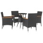 Garden table and 5-piece chair set with black synthetic rattan cushions by , Garden sets - Ref: Foro24-3187423, Price: 323,99...