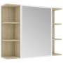 Armario espejo baño contrachapada blanco y roble 80x20,5x64 cm de , Tocadores de baño - Ref: Foro24-802611, Precio: 118,35 €,...