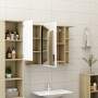 Armario espejo baño contrachapada blanco y roble 80x20,5x64 cm de , Tocadores de baño - Ref: Foro24-802611, Precio: 118,35 €,...