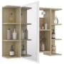 Armario espejo baño contrachapada blanco y roble 80x20,5x64 cm de , Tocadores de baño - Ref: Foro24-802611, Precio: 118,35 €,...