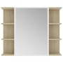 Armario espejo baño contrachapada blanco y roble 80x20,5x64 cm de , Tocadores de baño - Ref: Foro24-802611, Precio: 118,35 €,...