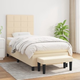 Cama box spring con colchón tela color crema 90x200 cm de , Camas y somieres - Ref: Foro24-3136570, Precio: 386,96 €, Descuen...