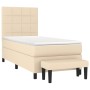 Cama box spring con colchón tela color crema 90x200 cm de , Camas y somieres - Ref: Foro24-3136570, Precio: 389,43 €, Descuen...