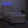 Box spring bed mattress and LED lights cream fabric 90x200 cm by , Beds and slatted bases - Ref: Foro24-3138290, Price: 375,4...