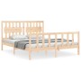 Bed frame with solid wood headboard 160x200 cm by , Beds and slatted bases - Ref: Foro24-3192436, Price: 152,99 €, Discount: %