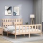 Bed frame with solid wood headboard 160x200 cm by , Beds and slatted bases - Ref: Foro24-3192436, Price: 152,99 €, Discount: %