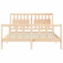 Bed frame with solid wood headboard 160x200 cm by , Beds and slatted bases - Ref: Foro24-3192436, Price: 152,99 €, Discount: %