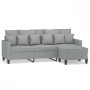 3-seater sofa with light gray fabric stool 180 cm by , Sofas - Ref: Foro24-3201089, Price: 396,37 €, Discount: %