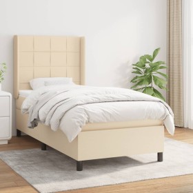 Box spring bed with cream fabric mattress 90x190 cm by , Beds and slatted bases - Ref: Foro24-3131398, Price: 373,39 €, Disco...