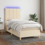 Cama box spring colchón y luces LED tela crema 90x200 cm de , Camas y somieres - Ref: Foro24-3135410, Precio: 372,60 €, Descu...