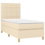 Boxspringbett-Matratze und LED-Leuchten, cremefarbener Stoff, 90 x 200 cm von , Betten und Lattenroste - Ref: Foro24-3135410,...