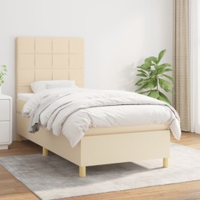 Box spring bed with cream fabric mattress 90x200 cm by , Beds and slatted bases - Ref: Foro24-3142310, Price: 348,14 €, Disco...