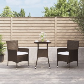 Garden table and chairs 3 pieces and brown synthetic rattan cushions by , Garden sets - Ref: Foro24-3187412, Price: 200,18 €,...