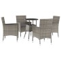 Garden table and chairs 5 pieces and gray synthetic rattan cushions by , Garden sets - Ref: Foro24-3187419, Price: 329,99 €, ...