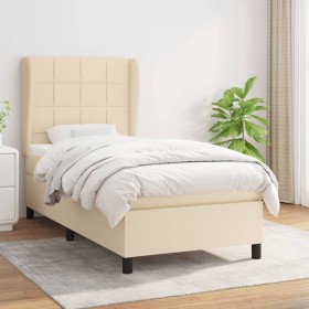 Box spring bed with cream fabric mattress 90x190 cm by , Beds and slatted bases - Ref: Foro24-3127930, Price: 383,40 €, Disco...