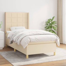 Cama box spring con colchón tela color crema 90x200 cm de , Camas y somieres - Ref: Foro24-3131966, Precio: 357,85 €, Descuen...