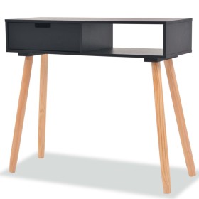 Mesa consola de madera maciza de pino 80x30x72 cm negra de vidaXL, Mesas auxiliares - Ref: Foro24-244738, Precio: 88,99 €, De...