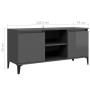 TV cabinet with glossy gray metal legs 103.5x35x50 cm by , TV Furniture - Ref: Foro24-805976, Price: 63,02 €, Discount: %