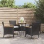 Gartentisch und Stühle 5 Stück und schwarze synthetische Rattankissen von , Gartensets - Ref: Foro24-3187429, Preis: 338,65 €...