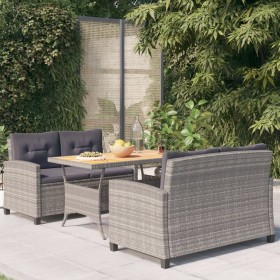 3-teilige Garten-Essgruppe mit grauen synthetischen Rattankissen von , Gartensets - Ref: Foro24-3095248, Preis: 798,76 €, Rab...