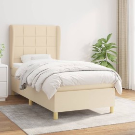 Cama box spring con colchón tela color crema 90x190 cm de , Camas y somieres - Ref: Foro24-3128490, Precio: 381,73 €, Descuen...