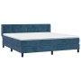 Box spring bed with dark blue velvet mattress 160x200 cm by , Beds and slatted bases - Ref: Foro24-3130971, Price: 482,05 €, ...