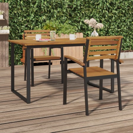 Stackable garden chairs 2 pcs solid acacia wood and metal by , Garden chairs - Ref: Foro24-362014, Price: 155,74 €, Discount: %