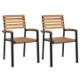 Stackable garden chairs 2 pcs solid acacia wood and metal by , Garden chairs - Ref: Foro24-362014, Price: 155,74 €, Discount: %