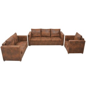 vidaXl 3-Piece Faux Suede Leather Sofa Set by vidaXL, Sofas - Ref: Foro24-274886, Price: 1,00 €, Discount: %