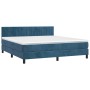 Cama box spring colchón y LED terciopelo azul oscuro 160x200 cm de , Camas y somieres - Ref: Foro24-3134535, Precio: 453,99 €...