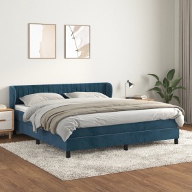 Boxspringbett mit dunkelblauer Samtmatratze 160x200 cm von , Betten und Lattenroste - Ref: Foro24-3127623, Preis: 463,99 €, R...