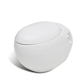 WC toilet hanging on the wall white egg design by , Bathrooms - Ref: Foro24-240374, Price: 154,99 €, Discount: %