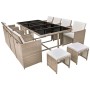 Set comedor de jardín 13 piezas y cojines ratán sintético beige de vidaXL, Conjuntos de jardín - Ref: Foro24-42558, Precio: 9...