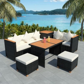 7-piece garden furniture set and black synthetic rattan cushions by , Garden sets - Ref: Foro24-43004, Price: 647,80 €, Disco...