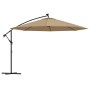 Cantilever umbrella LED lights and metal pole 350 cm taupe by , Umbrellas - Ref: Foro24-44526, Price: 164,99 €, Discount: %