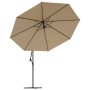 Cantilever umbrella LED lights and metal pole 350 cm taupe by , Umbrellas - Ref: Foro24-44526, Price: 164,99 €, Discount: %