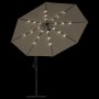 Cantilever umbrella LED lights and metal pole 350 cm taupe by , Umbrellas - Ref: Foro24-44526, Price: 164,99 €, Discount: %