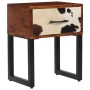 Bedside table solid sheesham wood and real leather 40x30x50 cm by , Nightstands - Ref: Foro24-244849, Price: 93,24 €, Discoun...