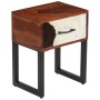 Bedside table solid sheesham wood and real leather 40x30x50 cm by , Nightstands - Ref: Foro24-244849, Price: 93,24 €, Discoun...