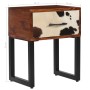 Bedside table solid sheesham wood and real leather 40x30x50 cm by , Nightstands - Ref: Foro24-244849, Price: 93,24 €, Discoun...