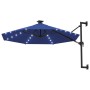 Wall umbrella with LEDs and metal pole 300 cm blue by , Umbrellas - Ref: Foro24-312529, Price: 119,99 €, Discount: %