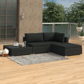 4-teiliges Gartenmöbel-Set und schwarze Kissen aus synthetischem Rattan von , Gartensets - Ref: Foro24-46780, Preis: 355,99 €...