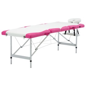 Camilla de masaje plegable 4 zonas aluminio blanco y rosa de , Mesas de masaje - Ref: Foro24-110250, Precio: 223,51 €, Descue...