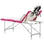 Klappbare Massageliege mit 4 Zonen aus weißem und rosafarbenem Aluminium von , Massageliegen - Ref: Foro24-110250, Preis: 223...