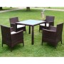 Set comedor de jardín 5 piezas y cojines ratán sintético marrón de vidaXL, Conjuntos de jardín - Ref: Foro24-43121, Precio: 3...