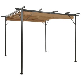 Pergola mit ausfahrbarem Dach, taupegrauer Stahl, 3 x 3 m, 180 g/m² von , Pergolen, Bögen und Gartenspaliere - Ref: Foro24-31...