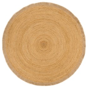 Braided rug with ruffled jute edge round 120 cm by , Rugs - Ref: Foro24-344994, Price: 35,97 €, Discount: %