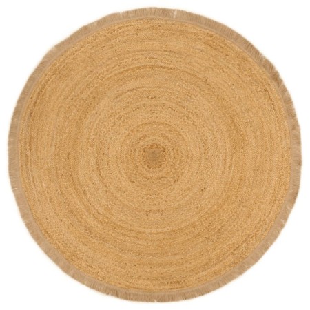 Braided rug with ruffled jute edge round 120 cm by , Rugs - Ref: Foro24-344994, Price: 35,99 €, Discount: %