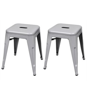 Stapelbare Hocker 2 Einheiten aus grauem Metall von , Klapphocker und Stühle - Ref: Foro24-241539, Preis: 98,99 €, Rabatt: %